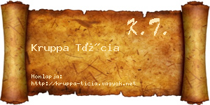 Kruppa Tícia névjegykártya